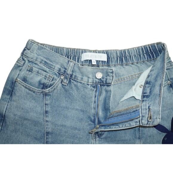 Vintage Playboy Wide Leg Denim Jeans Women’s Size 5 Light Wash Y2K Streetwear - Picture 3 of 6